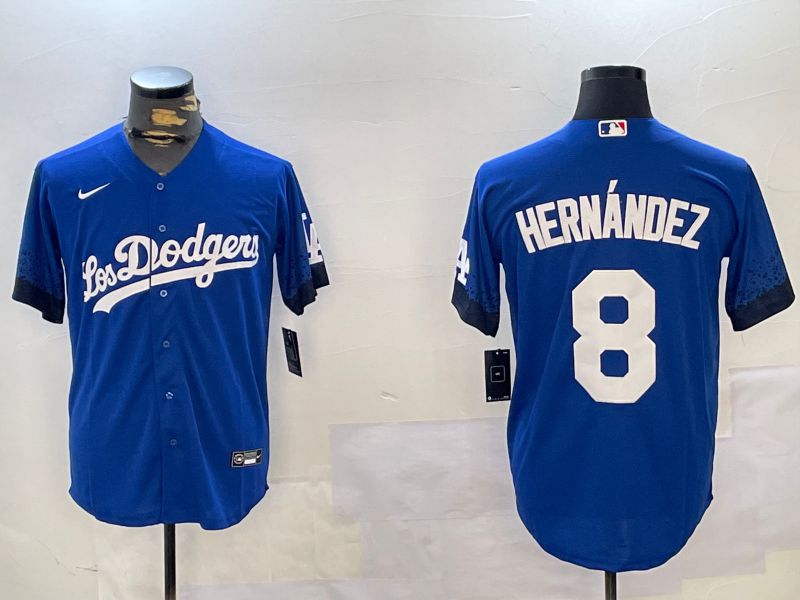 Men Los Angeles Dodgers #8 Hernandez Blue Game 2024 Nike MLB Jersey style 1121